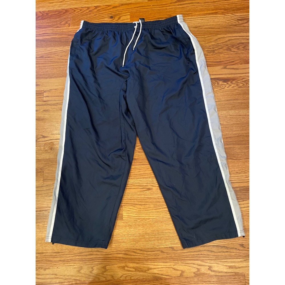 VTG Starter Men's Track Pants XL Navy Blue Baggy Side Stripe Ankle Zip Wide Leg